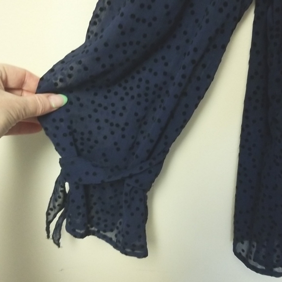 Zara Swiss Dot Navy Blouse - Picture 6 of 10